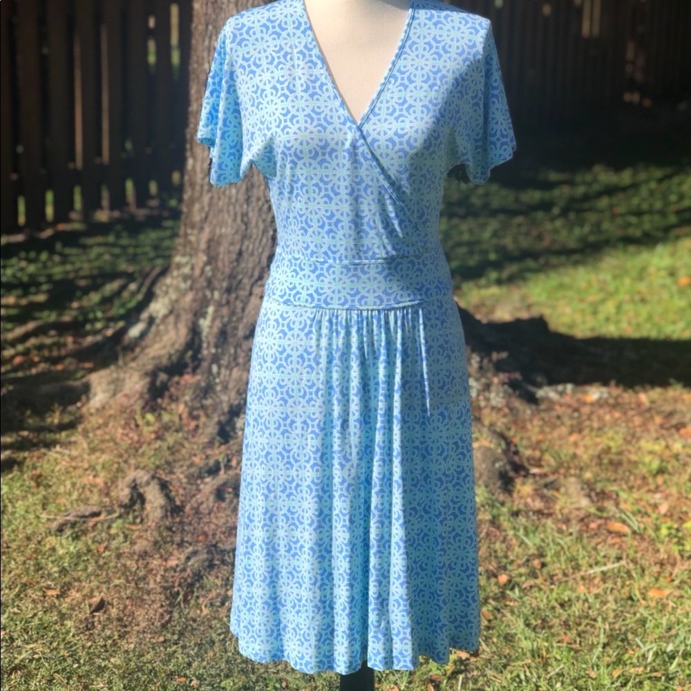 Vineyard Vines Blue/Mint Geometric Print Dress